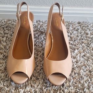 Clarks Nude slingback heels 10